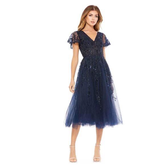 FREE SHIPPING Mac Duggal EMBELLISHED FLUTTER SLEEVE...